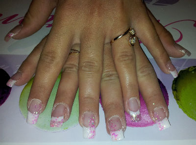 gel paillette rose et blanc